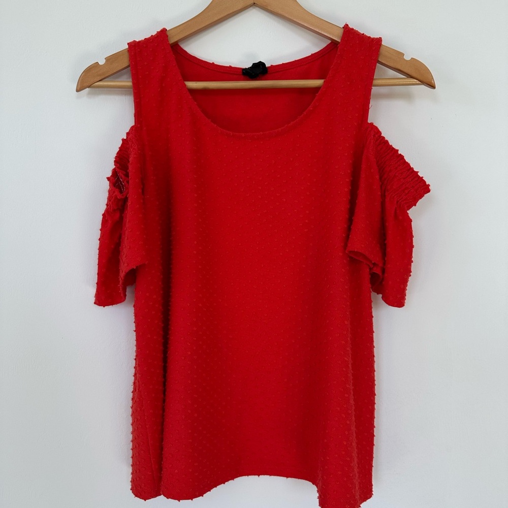 W5 Vibrant Red Cold Shoulder Blouse